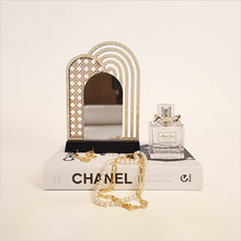 Load image into Gallery viewer, Rattan Earring Stand With Mirror - Triple Arch