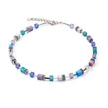 Load image into Gallery viewer, GeoCube Purple, Blue & Silver Necklace