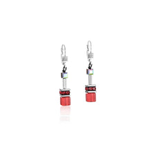 Load image into Gallery viewer, GeoCube Red Earrings