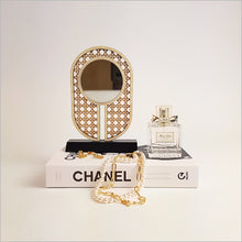 Load image into Gallery viewer, Rattan Earring Stand With Mirror - Oblong