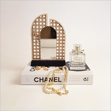 Load image into Gallery viewer, Rattan Earring Stand With Mirror - Split Arch