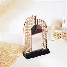 Load image into Gallery viewer, Rattan Earring Stand With Mirror - Split Arch