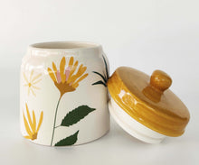 Load image into Gallery viewer, Cassia Floral Ceramic Jar Peach, Green &amp; White

