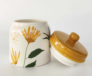 Cassia Floral Ceramic Jar Peach, Green & White