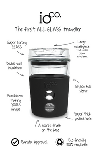 Eco Glass Coffee Travel Cup - Black Night