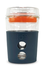 Load image into Gallery viewer, Eco Glass Coffee Travel Cup - Denim | Kumquat Orange Seal
