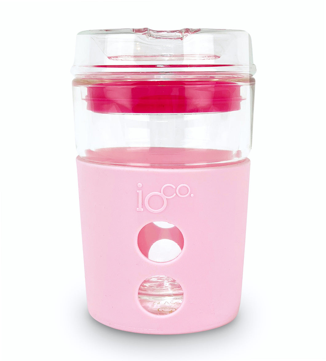Eco Glass Coffee Travel Cup - Sweet Marshmallow | Hot Pink Seal