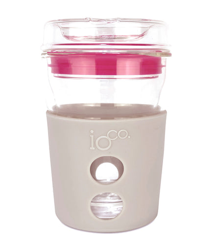  Eco Glass Coffee Travel Cup - Warm Latte | Hot Pink Sea