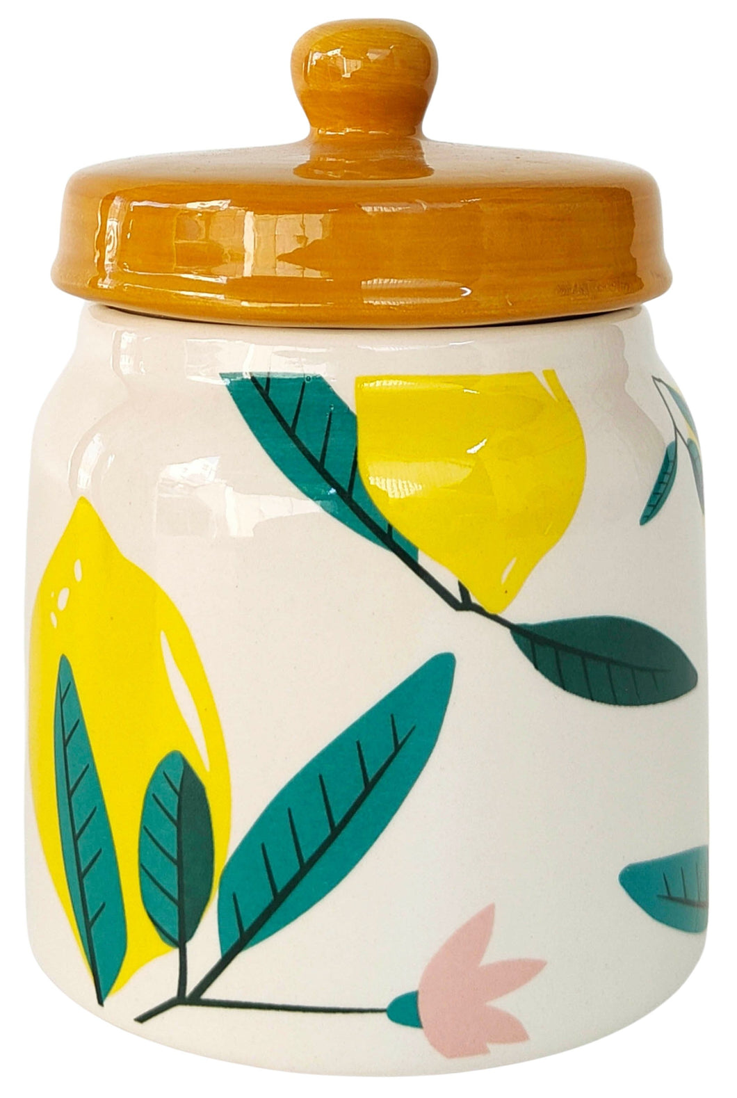 Evergreen Ceramic Jar Green, Yellow Wh