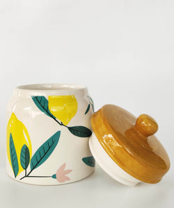 Evergreen Ceramic Jar Green, Yellow & White