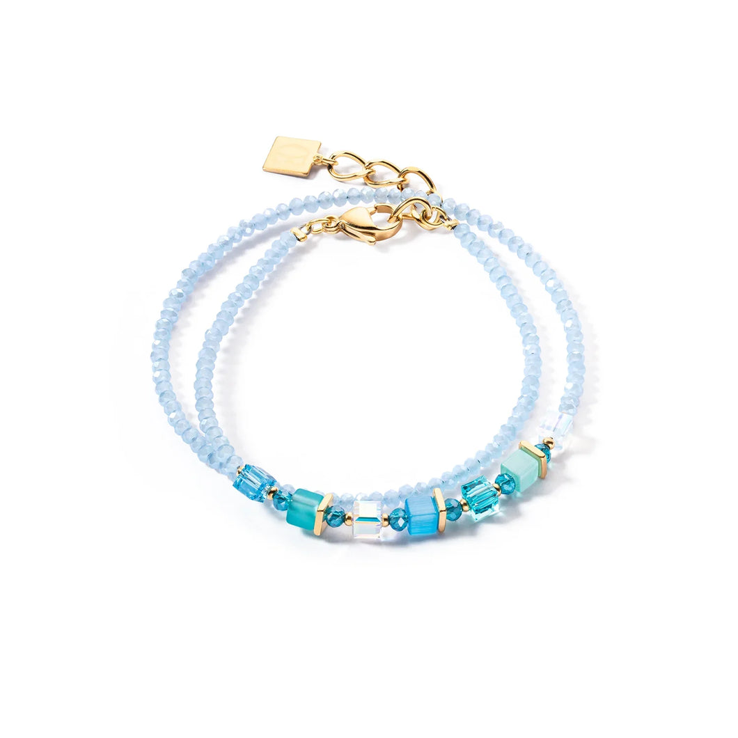 Joyful Colours Wrap Bracelet Gold Turquoise