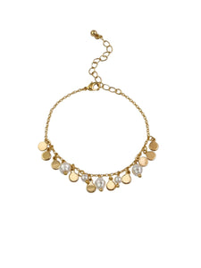 Gold Tinkle & Pearl Bracelet