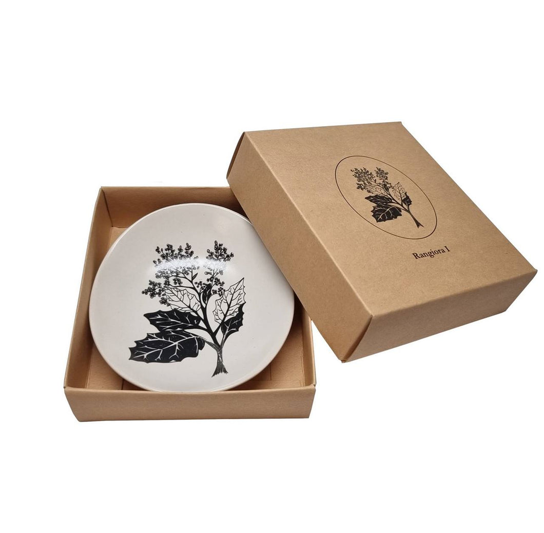 Jo Luping Design - Black Rangiora On White - 10cm Porcelain Bowl