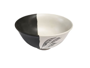 Jo Luping Design - Coastal Toetoe Dipped Black on White - 11cm Porcelain Bowl