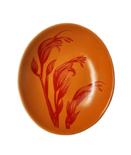 Load image into Gallery viewer, Jo Luping Design - Harakeke Flower 3 Red On Orange - 10cm Porcelain Bowl
