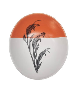 Jo Luping Design - Harakeke Flower 4 Orange Dipped - 10cm Porcelain Bowl