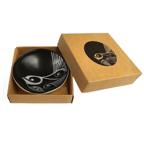 Jo Luping Design - Piwakawaka White On Black - 7cm Porcelain Bowl