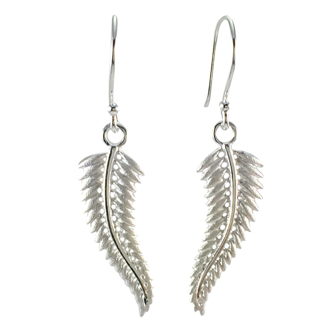Sterling silver earrings, silver fern