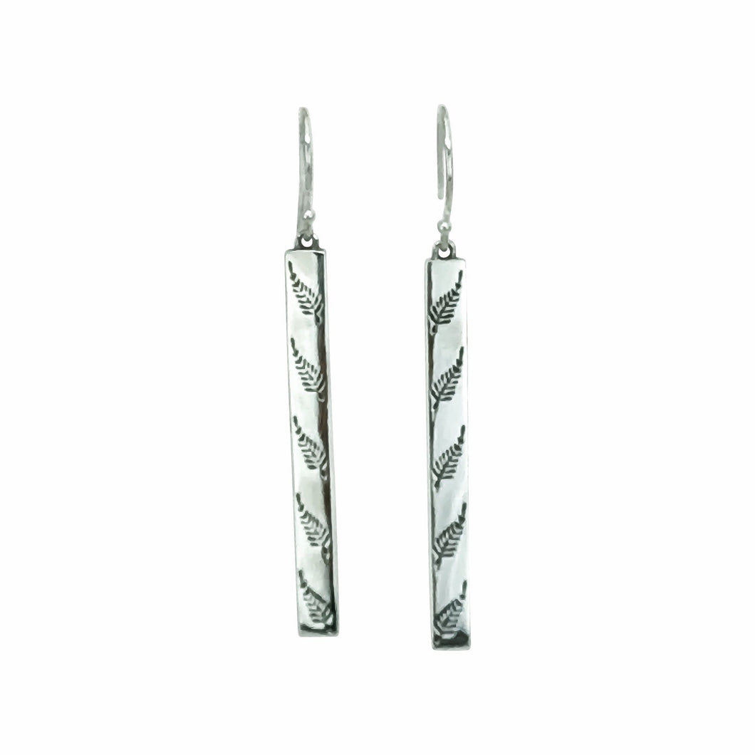 Aotearoa silver fern engraved earrings
