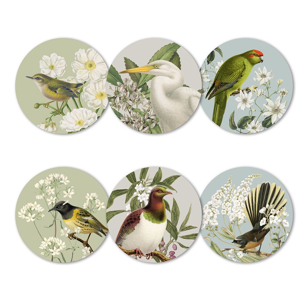 Birds & Botanicals of NZ Box of 6 Coasters