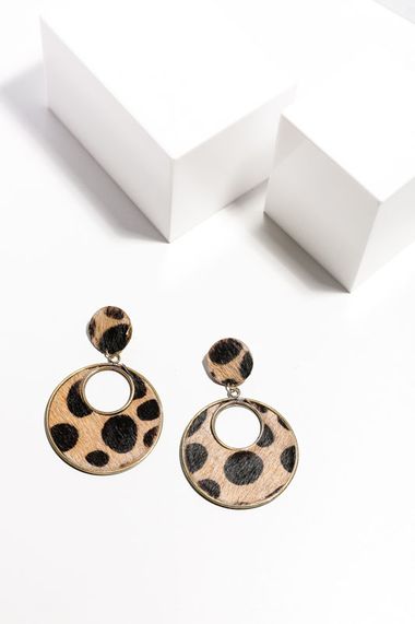 Cougar earrings large dots animal print