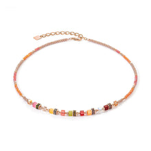 Load image into Gallery viewer, Fine GeoCube In Warm Orange, Pink &amp; Red Necklace

