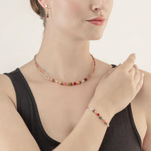 Load image into Gallery viewer, Fine GeoCube In Warm Orange, Pink &amp; Red Necklace
