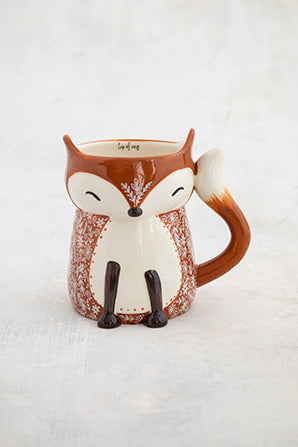 Folk mug cozy fox painted ceramic