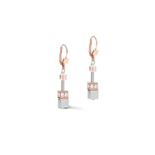 Load image into Gallery viewer, GeoCube Botswana Agate &amp; Blush Champagne Earrings
