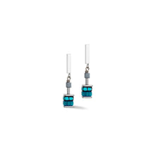 Load image into Gallery viewer, GeoCube Fresh Turquoise &amp; Stainless Steel Earrings
