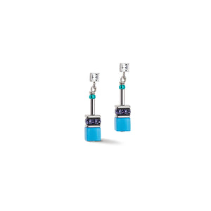 GeoCube Purple, Blue & Silver Earrings