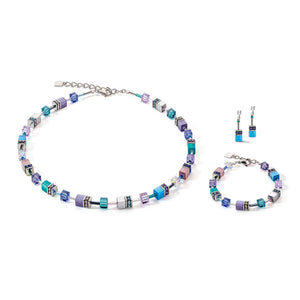GeoCube Purple, Blue & Silver Necklace 