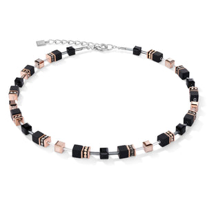 GeoCube Rose Gold & Onyx Necklace