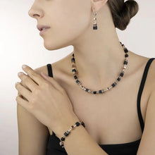 Load image into Gallery viewer, GeoCube Rose Gold &amp; Onyx Earrings
