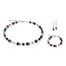 Load image into Gallery viewer, GeoCube Rose Gold &amp; Onyx Necklace
