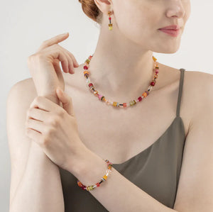 Geocube Summer Orange, Lime & Pink Necklace 