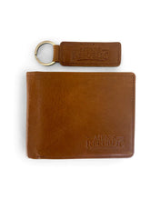 Load image into Gallery viewer, Men&#39;s Republic Leather Wallet and Keyring Set - Brown
