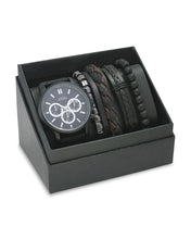 Load image into Gallery viewer, Men&#39;s Republic Watch set with 4 Bracelets - Black
