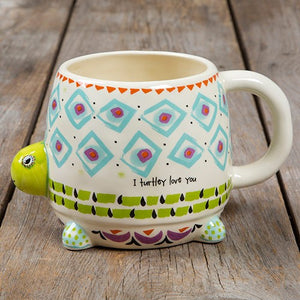 Folk mug I turtley love you painted ceramic