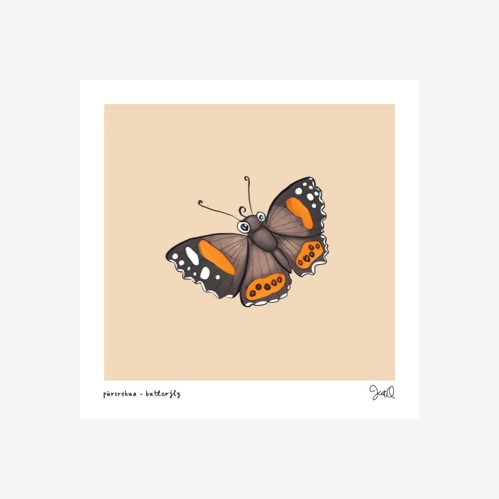 Illustrated Publishing Print – Pūrerehua, Butterfly
