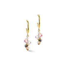 Load image into Gallery viewer, Radiating Adjustable Gold, Silver &amp; Shimmering Pink Earrings
