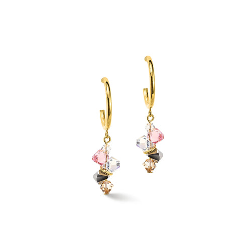 Radiating Adjustable Gold, Silver & Shimmering Pink Earrings