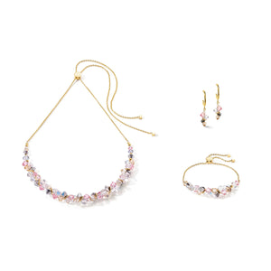 Radiating Adjustable Gold, Silver & Shimmering Pink Earrings
