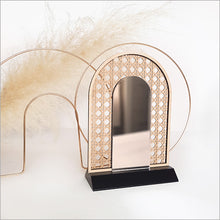Load image into Gallery viewer, Rattan Earring Stand With Mirror -Arch
