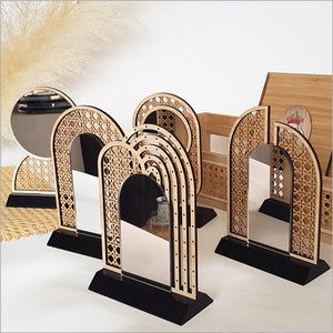 Rattan Earring Stand With Mirror - Split Arch