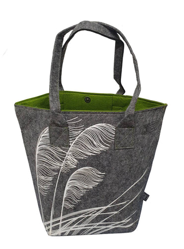 Toetoe Grey & Green - Shoulder Tote Bag