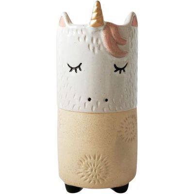 Unicorn vase sand & white 18 cm