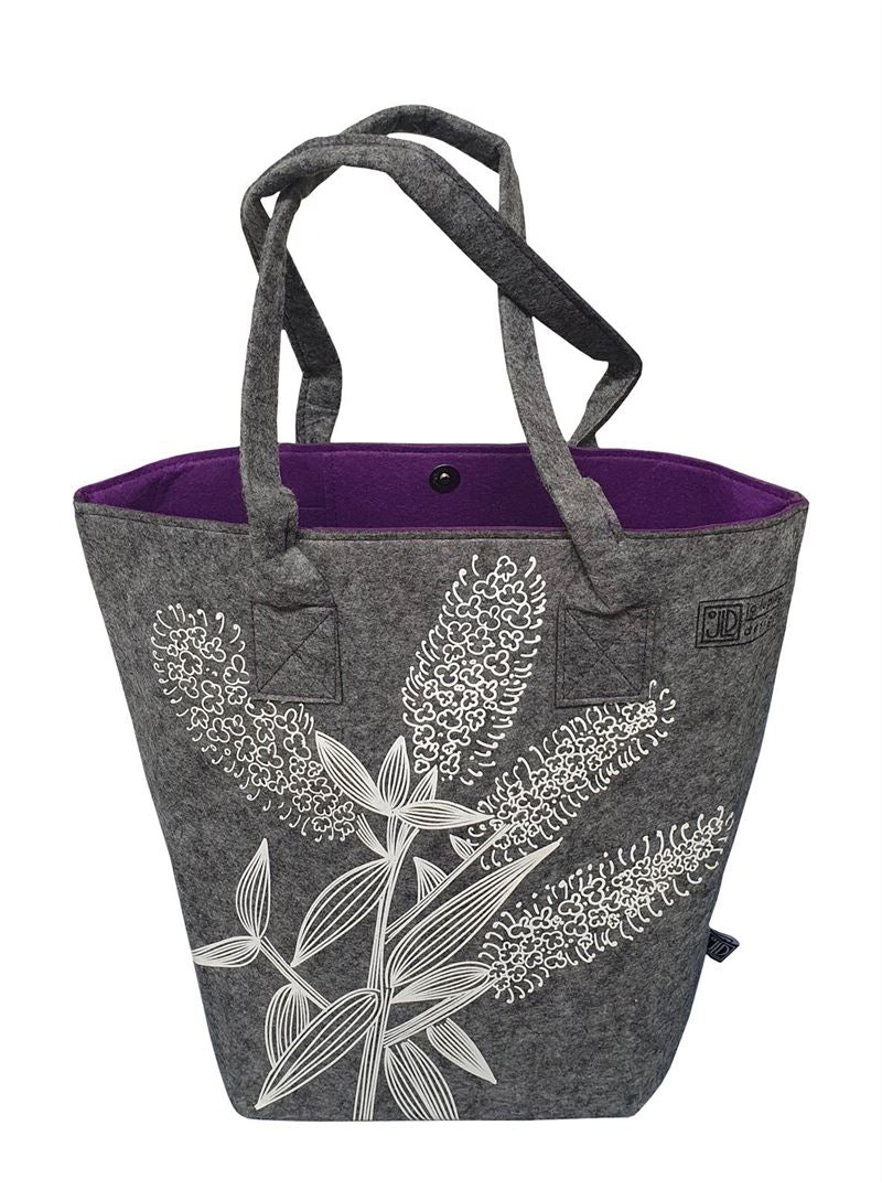 White Koromiko Grey & Purple - Shoulder Tote Bag