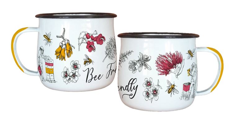 Wolfkamp & Stone – Bee Friendly Flowers Enamel Mug