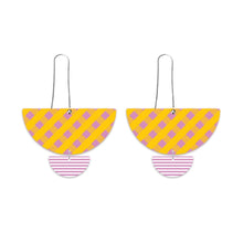 Load image into Gallery viewer, Moe moe lilac striped gingham statement long drop earrings
